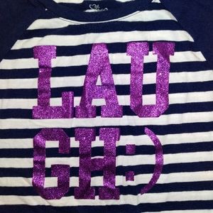 Children Place Striped "LAUGH :)" Graphic Glitter Longsleeve Tee
